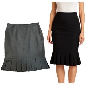 Holt Renfrew black box pleated flounce peplum hemline pencil skirt Sz 8
